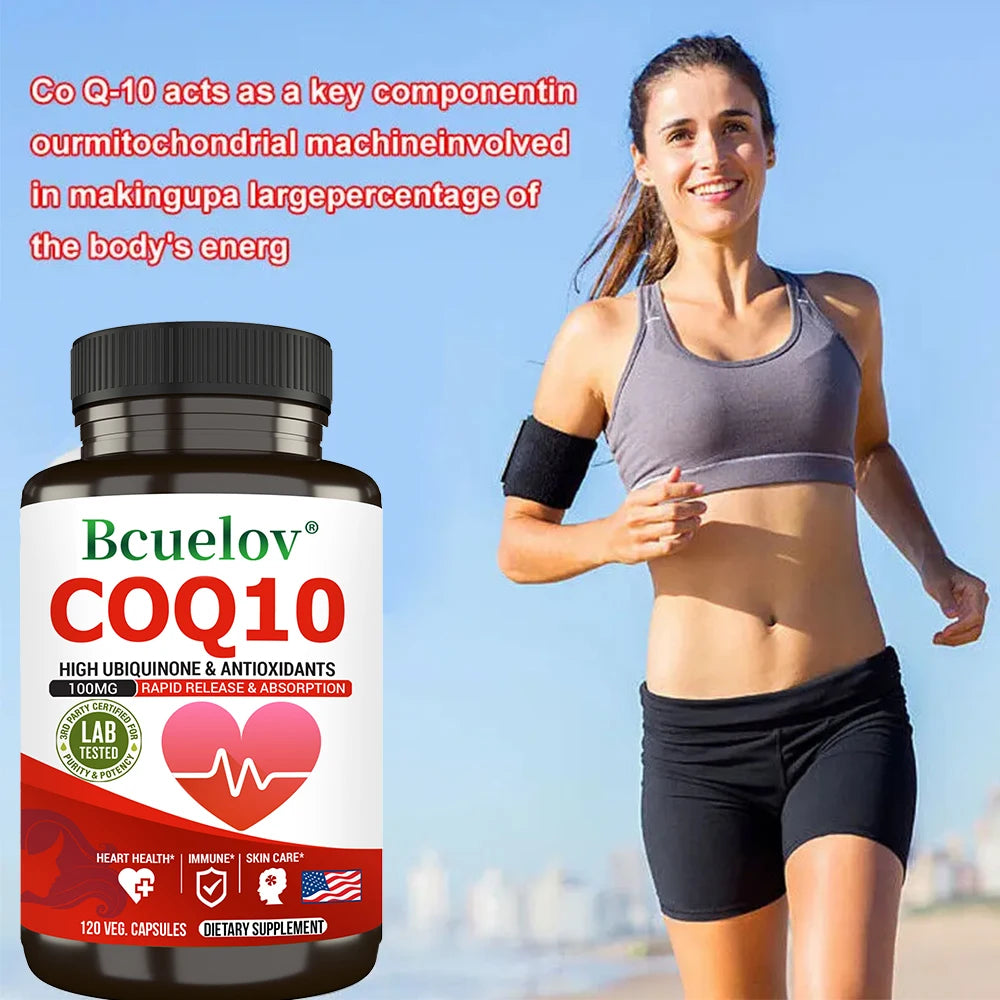 Coenzyme Q-10 Capsules - Natural Antioxidant, 100 Mg CoQ10 Capsules - Cardiovascular Health, Immune Health, Skin Care